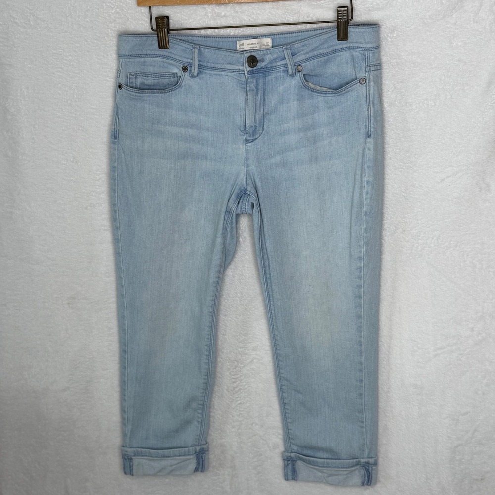 J. Jill Women 10 Petite Light Wash Cropped Authentic Fit Denim Jeans Cuffed